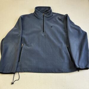 Vtg Champion Mock Neck Sweatshirt Mens Large Gray 1/4 Zip Fleece Retro Pullover